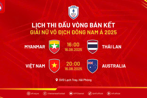 Lịch đấu bán kết của tuyển bóng đá nữ Việt Nam tại giải Đông Nam Á 2025