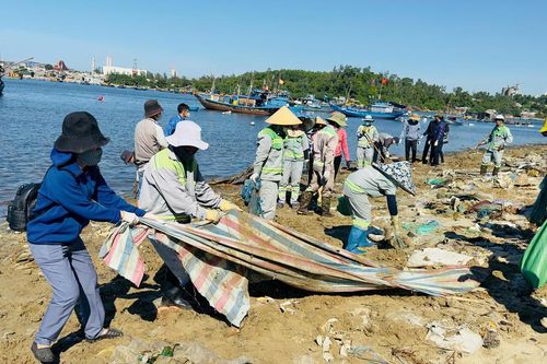 Hơn 15 tấn rác được thu gom, làm sạch bãi biển Sa Cần