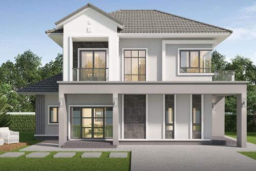 Những mẫu nhà 2 tầng chữ L hiện đại, sang trọng 2025