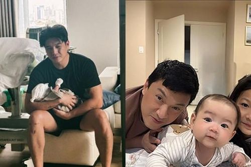 Ngô Thanh Vân khoe ông xã 'đầu bù tóc rối', Lam Trường và 2 con giống hệt nhau
