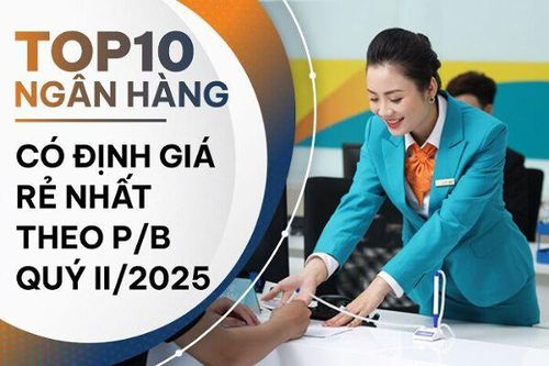 TOP 10 ngân hàng có định giá theo P/B rẻ nhất nửa đầu năm 2025