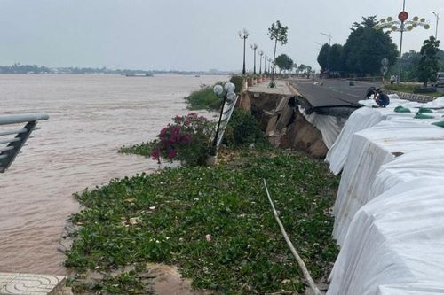 Đồng Tháp: Liên tiếp xảy ra sạt lở tại công trình kè Thường Thới Tiền