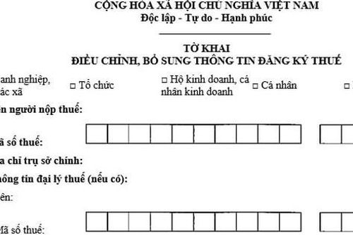 Thay đổi thông tin đăng ký thuế cho hộ kinh doanh