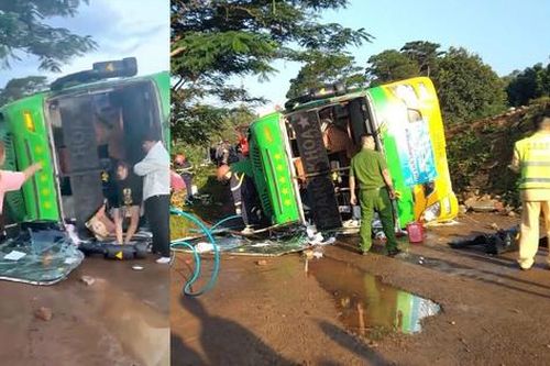 Đắk Lắk: Xe giường nằm chở 40 hành khách lật trên đường Hồ Chí Minh