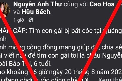Quảng Trị: Không xảy ra vụ bắt cóc trẻ em như thông tin trên mạng xã hội