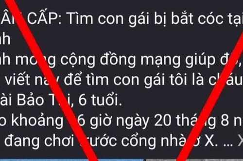 Cảnh báo đăng thông tin giả về bắt cóc trẻ em rồi kêu gọi từ thiện
