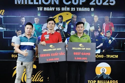 Cơ thủ Nguyễn Nhất Hòa giành danh hiệu Best game tại Giải billiards carom 3 băng - cúp Million năm 2025