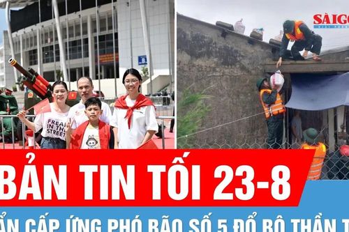 Bản tin tối 23-8: Bão số 5 đổ bộ 'thần tốc' | Người dân thích thú 'check in' bên dàn pháo Đại lễ