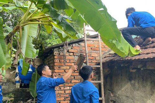 Thanh niên Hà Tĩnh hỗ trợ người dân phòng chống bão số 5