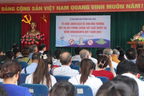 UBND phường Định Công ra quân chiến dịch vệ sinh môi trường, diệt bọ gậy phòng chống sốt xuất huyết và bệnh Chikungunya đợt 1 năm 2025