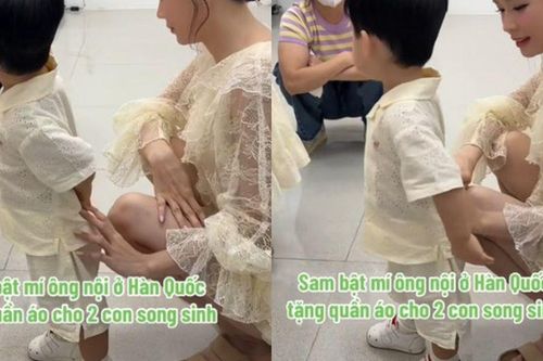 Bố chồng của Sam tặng quà cho 2 cháu nội song sinh, nàng dâu Việt được lòng gia đình bên Hàn
