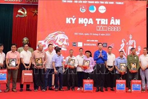 Chương trình 'Ký họa tri ân' trao ảnh phục dựng chân dung các anh hùng liệt sĩ
