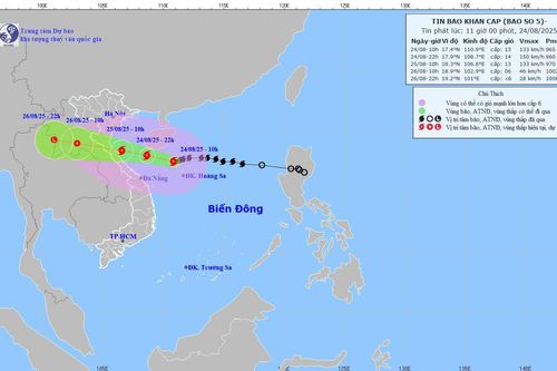 Bão số 5 cách Nghệ An 580 km, giật cấp 15