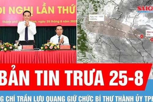 Bản tin trưa 25-8: Đồng chí Trần Lưu Quang giữ chức Bí thư Thành ủy TPHCM; Bão số 5 gây mưa to gió lớn tại khu vực Bắc miền Trung
