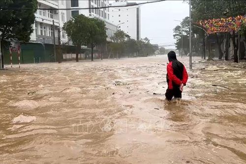 Mưa lớn kết hợp triều cường khiến nhiều địa phương ở Nghệ An ngập nặng