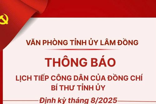 Lịch tiếp công dân định kỳ tháng 8/2025