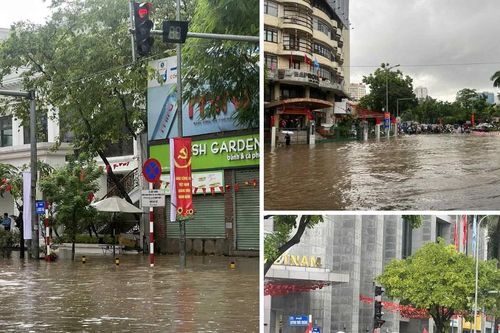Mưa lớn xuyên đêm tại Hà Nội, nhiều tuyến đường ngập sâu, xe chết máy