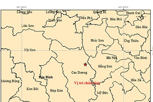 Động đất 3,6 độ tại xã Cao Dương, tỉnh Phú Thọ