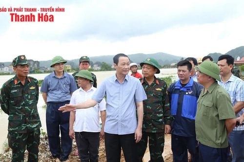 Chủ tịch UBND tỉnh Đỗ Minh Tuấn kiểm tra, chỉ đạo khắc phục sự cố đê tại xã Hà Long