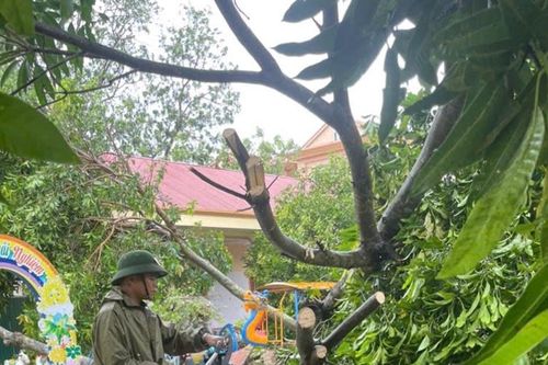 Công an các xã ở Nghệ An giúp người dân khắc phục hậu quả sau bão