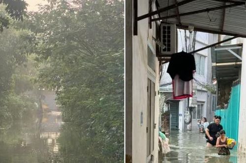 Cảnh ngao ngán tại khu nhà giá trăm triệu/m2 ở Hà Nội, mưa tạnh 3 ngày nước vẫn ngập nửa người