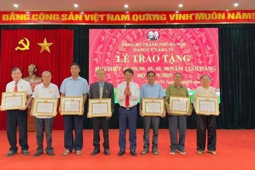 Ba Vì trao Huy hiệu Đảng tặng 20 đảng viên dịp Quốc khánh 2-9