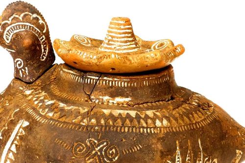 Phát hoảng thấy bình gốm hình vịt quái dị 3.000 năm tuổi