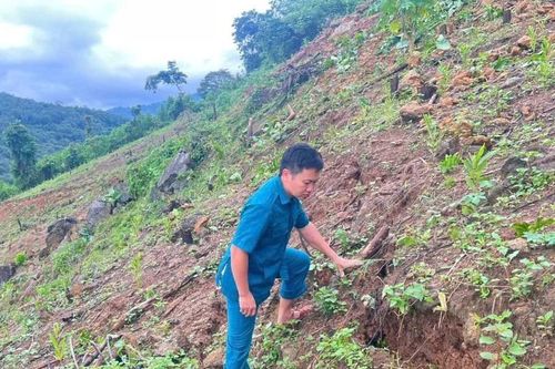 Núi nứt dài cả trăm mét dọa sập, xã cử cán bộ túc trực 24/24