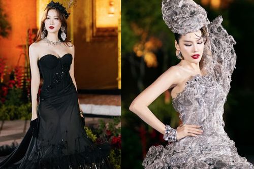 Hoa hậu Quế Anh diện váy dài 5m, Lê Hoàng Phương mặc đầm nặng 20kg trên sàn diễn