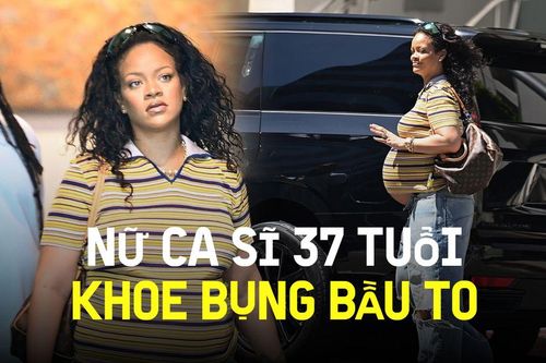 Nữ ca sĩ 37 tuổi khoe bụng bầu to vượt mặt trên phố trước thềm lâm bồn