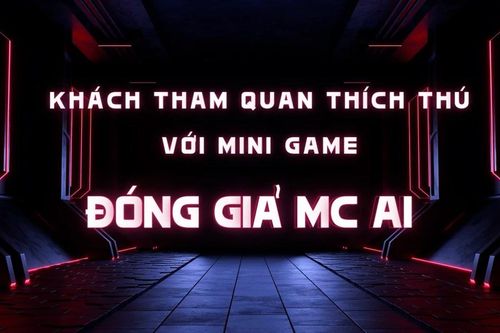 Khách tham quan thích thú với mini game 'Đóng giả MC AI'