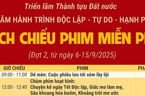 Lịch chiếu phim miễn phí đợt 2 tại Triển lãm Thành tựu đất nước