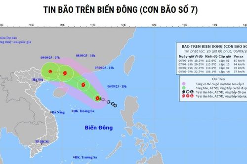 Bão số 7 di chuyển theo hướng Tây Bắc với tốc độ 10-15 km/h