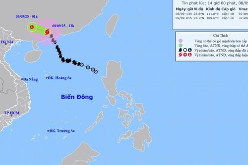 Dự báo các khu vực ở rìa xa hoàn lưu bão số 7 có thể xuất hiện giông, lốc, gió giật mạnh