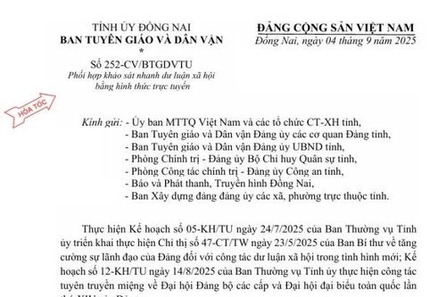 Thăm dò dư luận xã hội trước Đại hội Đảng bộ tỉnh Đồng Nai