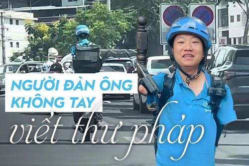 Người đàn ông không tay viết thư pháp bằng chân, đi giao đồ ăn bằng phương tiện đặc biệt