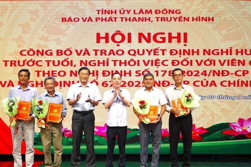 Báo và PTTH Lâm Đồng công bố các quyết định nghỉ hưu theo Nghị định 178