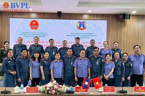 Đoàn học viên Lào chào xã giao Lãnh đạo Phân hiệu Trường Đại học Kiểm sát tại TP Hồ Chí Minh