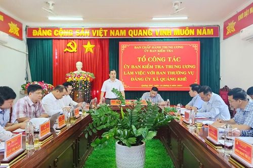 Ủy ban Kiểm tra Trung ương làm việc với xã Quảng Khê