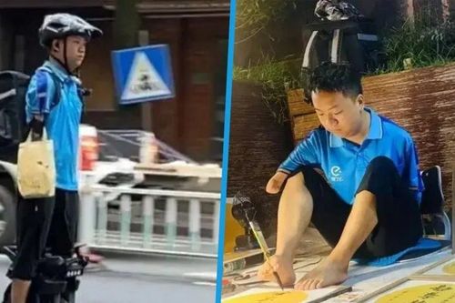Chàng trai mất hai tay làm nghề giao đồ ăn, viết thư pháp