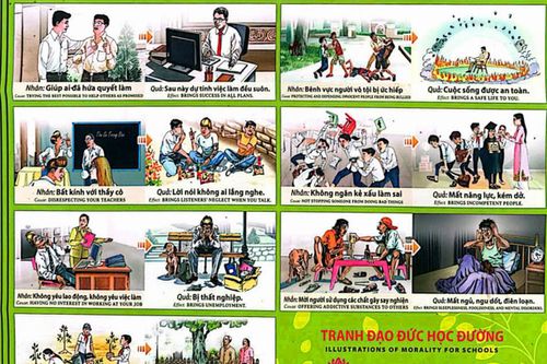 Trường Tiểu học Quang Trung chủ động gỡ bỏ tranh 'nhân quả' gây tranh cãi