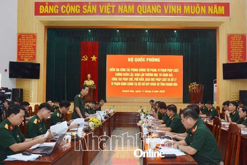 Bộ Quốc phòng kiểm tra công tác pháp luật tại Bộ Chỉ huy Quân sự tỉnh Khánh Hòa