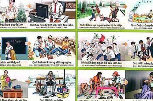 Treo tranh 'nhân - quả' gây tranh cãi, trường tiểu học ở TP.HCM đã gỡ bỏ