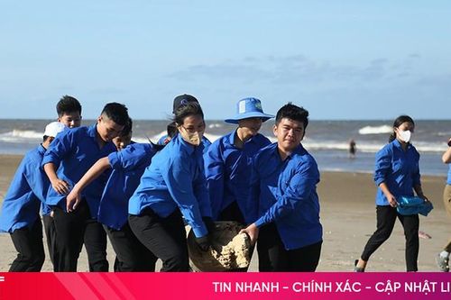 Tuổi trẻ ra quân làm sạch biển Xuân Thành sau bão