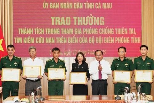 Khen thưởng Bộ đội Biên phòng, ngư dân cứu hộ trên biển Cà Mau