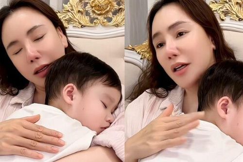 Hồ Quỳnh Hương ru con trong biệt thự riêng, quý tử tuấn tú ngủ ngon trong lòng mẹ trông cực yêu