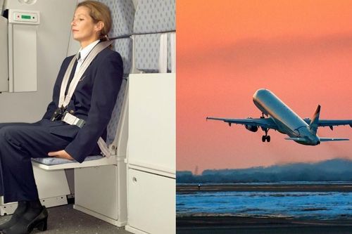 Vì sao tiếp viên ngồi thẳng lưng, đặt tay dưới đùi khi máy bay cất và hạ cánh?