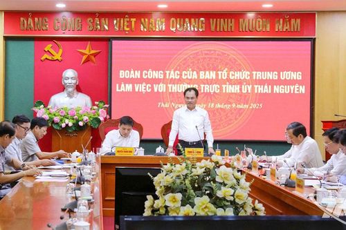 Đoàn công tác của Ban Tổ chức Trung ương làm việc với Thường trực Tỉnh ủy Thái Nguyên