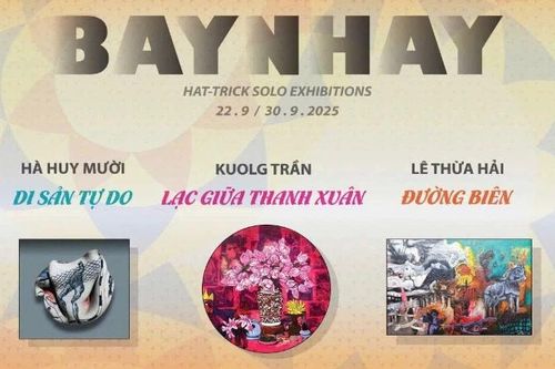 Triển lãm 'Bay nhảy' - cuộc đối thoại nghệ thuật của ba họa sĩ đương đại