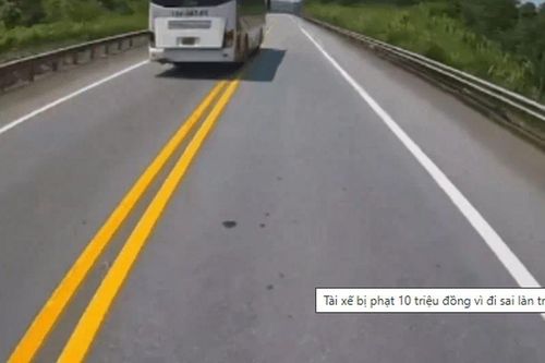 Camera 'bắt gọn' xe khách 2 lần 1 ngày đi sai làn trên cao tốc Nội Bài - Lào Cai, tài xế nhận trái đắng